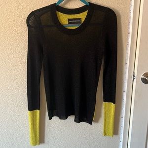 Zadig & Voltaire Deluxe Black and Yellow Gold Long Sleeve Size S